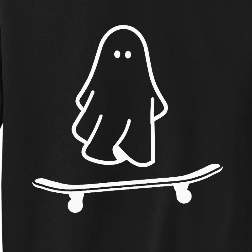 Ghost Skateboard Lazy Halloween Costume Funny Skateboarding Tall Sweatshirt