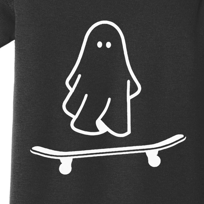 Ghost Skateboard Lazy Halloween Costume Funny Skateboarding Baby Bodysuit