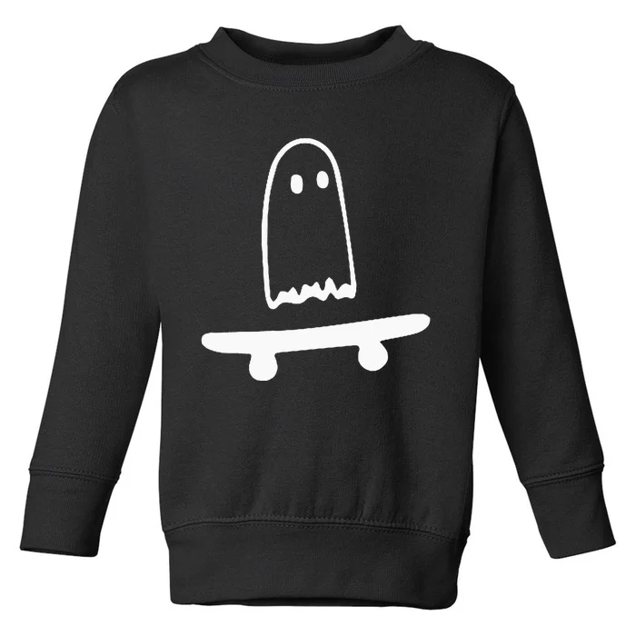 Ghost Skateboard Lazy Halloween Costume Funny Skateboarding Toddler Sweatshirt