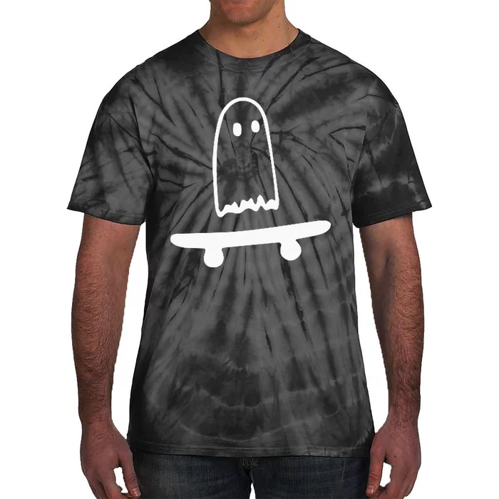 Ghost Skateboard Lazy Halloween Costume Funny Skateboarding Tie-Dye T-Shirt