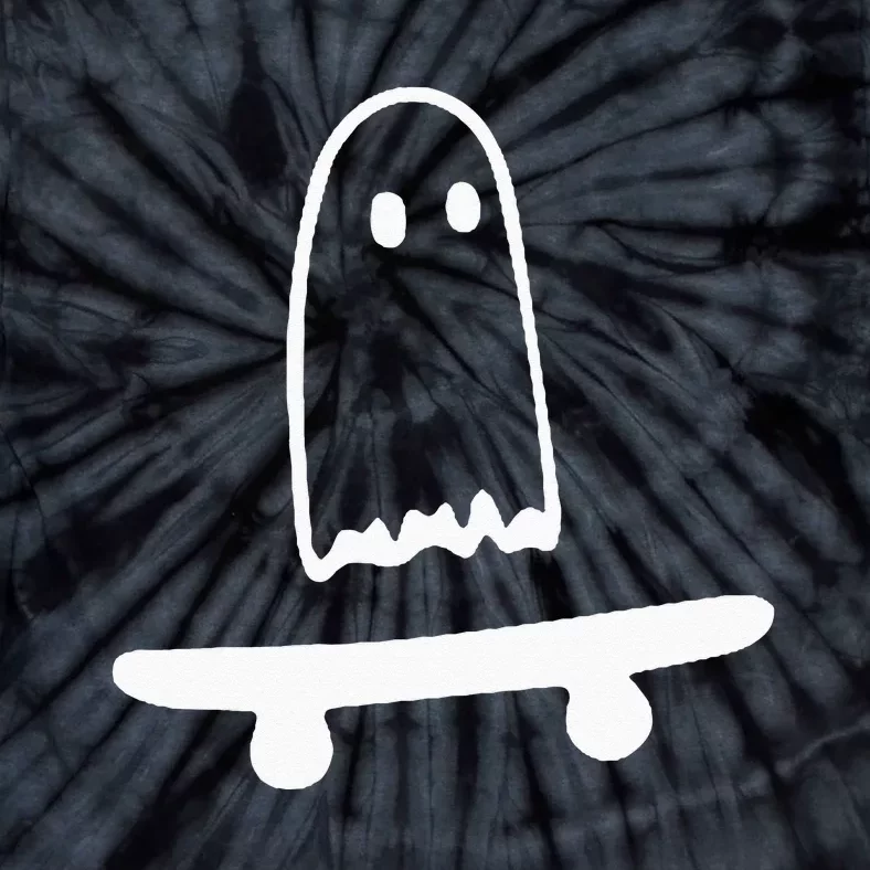 Ghost Skateboard Lazy Halloween Costume Funny Skateboarding Tie-Dye T-Shirt