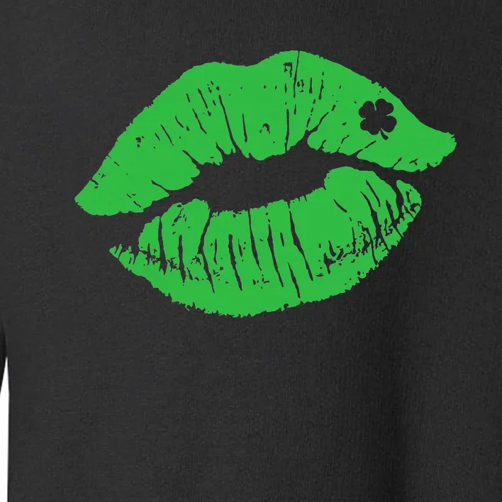 Green Shamrock Lips Kiss sexy St Patricks Day Irish Toddler Sweatshirt