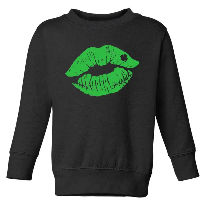 Green Shamrock Lips Kiss sexy St Patricks Day Irish Toddler Sweatshirt