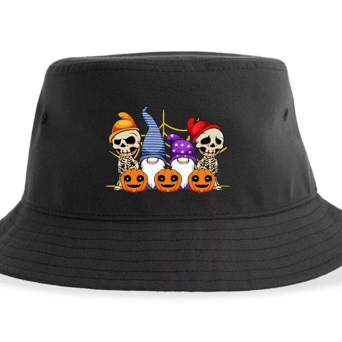 Gnomes Skeleton Lazy Halloween Costume Cute Gnome Skull Sustainable Bucket Hat