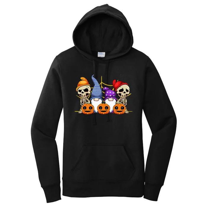 Gnomes Skeleton Lazy Halloween Costume Cute Gnome Skull Women's Pullover Hoodie