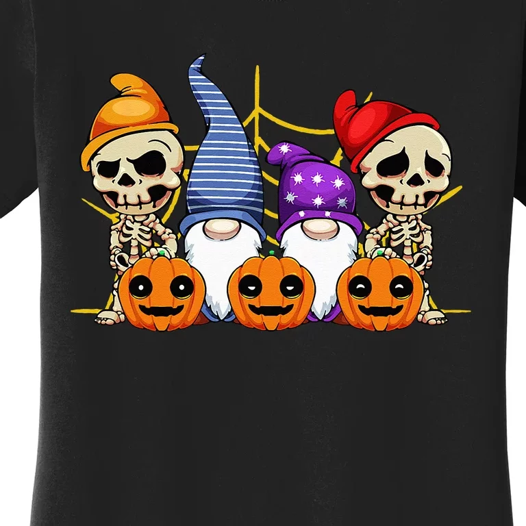 Gnomes Skeleton Lazy Halloween Costume Cute Gnome Skull Women's T-Shirt