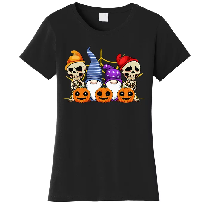 Gnomes Skeleton Lazy Halloween Costume Cute Gnome Skull Women's T-Shirt