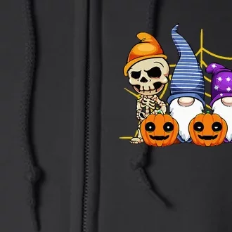 Gnomes Skeleton Lazy Halloween Costume Cute Gnome Skull Full Zip Hoodie