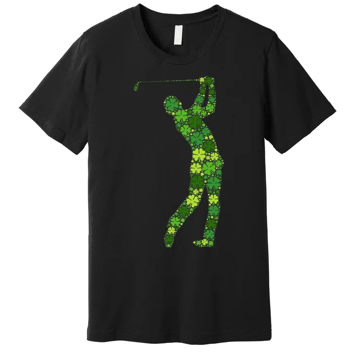 Golf Swing Lucky Green Shamrock Clover St Patricks Day Premium T-Shirt