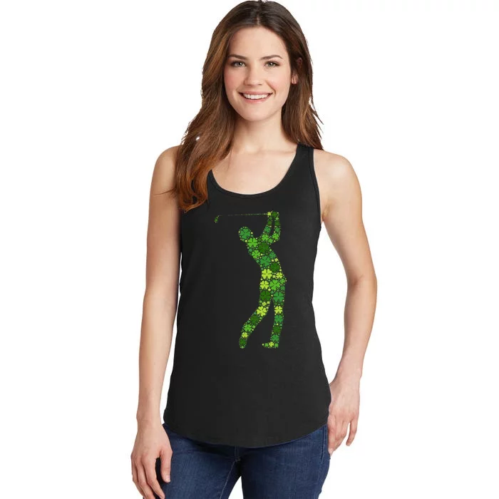 Golf Swing Lucky Green Shamrock Clover St Patricks Day Ladies Essential Tank