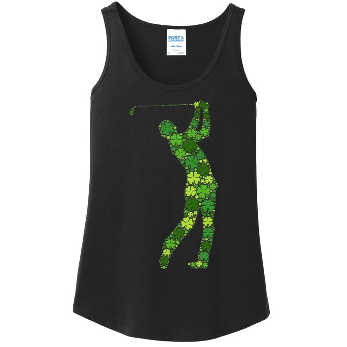 Golf Swing Lucky Green Shamrock Clover St Patricks Day Ladies Essential Tank