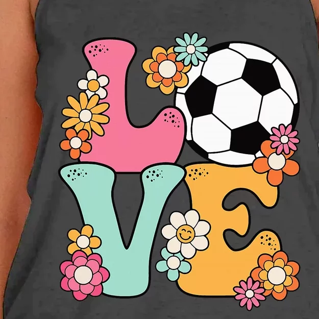 Groovy Soccer Love Cute Soccer Lover Women's Knotted Racerback Tank