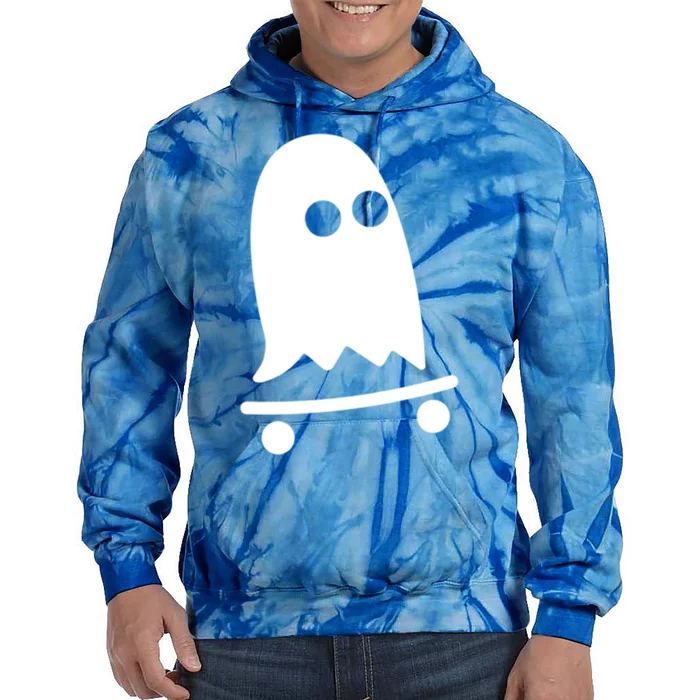 Ghost Skateboarding Lazy Halloween Costume Fun Skateboard Gift Tie Dye Hoodie