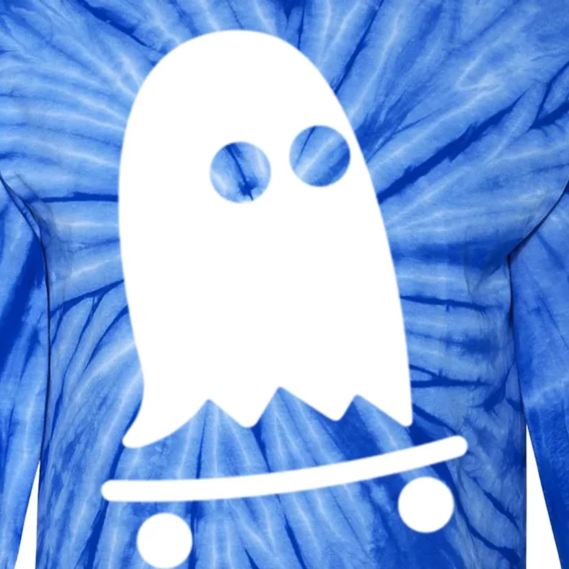 Ghost Skateboarding Lazy Halloween Costume Fun Skateboard Gift Tie-Dye Long Sleeve Shirt