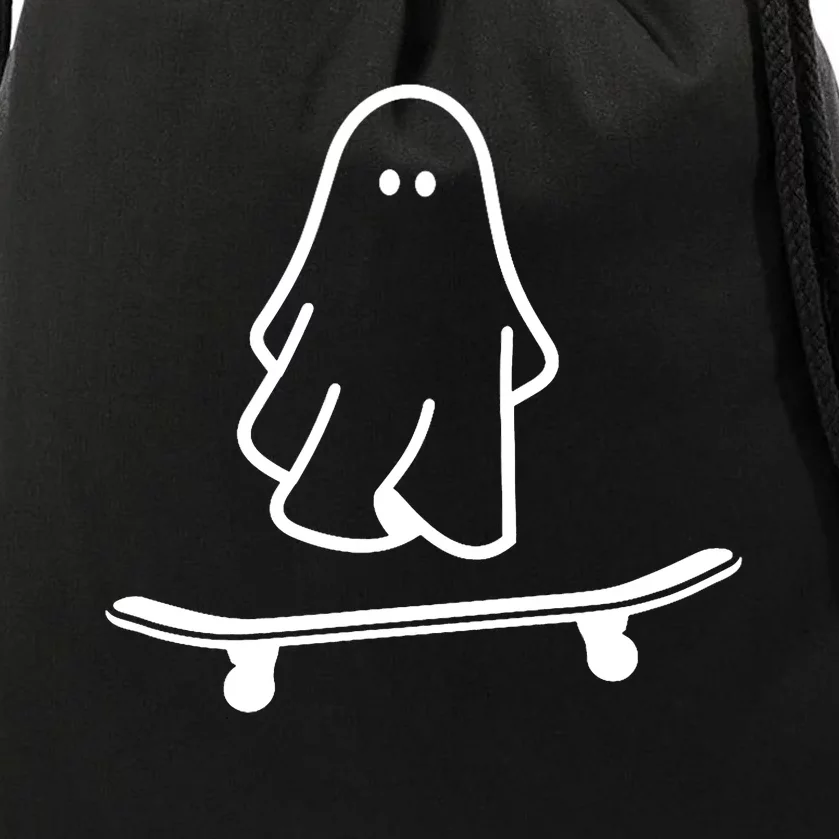 Ghost Skateboard Lazy Halloween Costume Funny Skateboarding Drawstring Bag