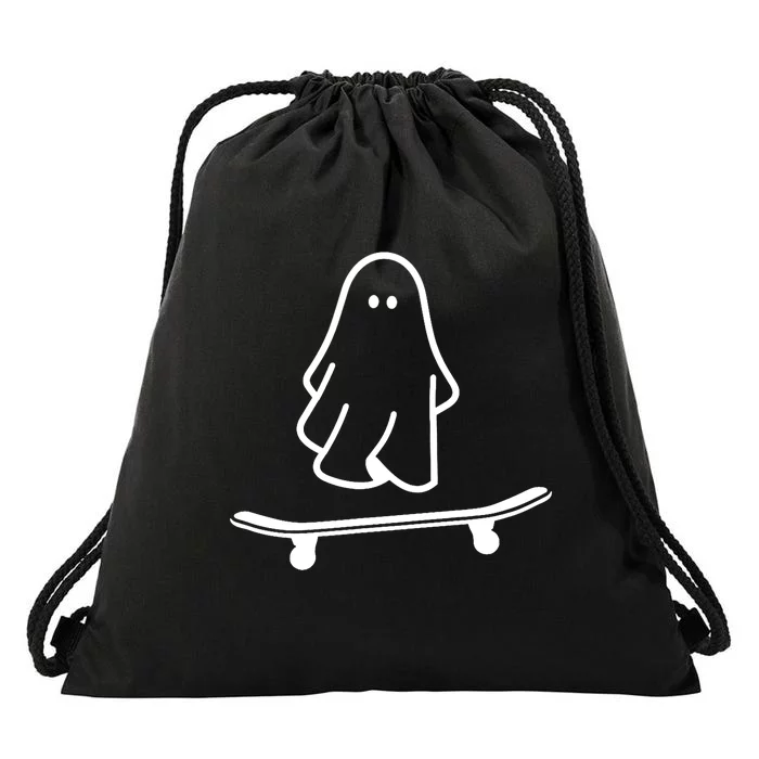 Ghost Skateboard Lazy Halloween Costume Funny Skateboarding Drawstring Bag