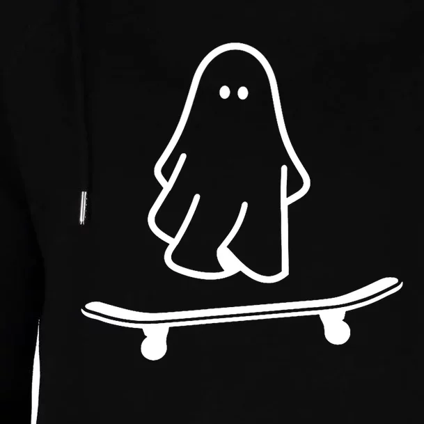 Ghost Skateboard Lazy Halloween Costume Funny Skateboarding Womens Funnel Neck Pullover Hood