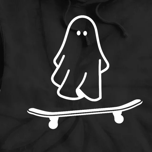 Ghost Skateboard Lazy Halloween Costume Funny Skateboarding Tie Dye Hoodie