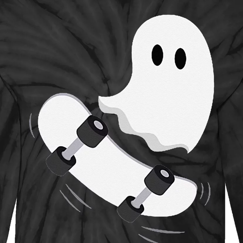 Ghost Skateboard Lazy Halloween Costume Funny Skateboarding Tie-Dye Long Sleeve Shirt