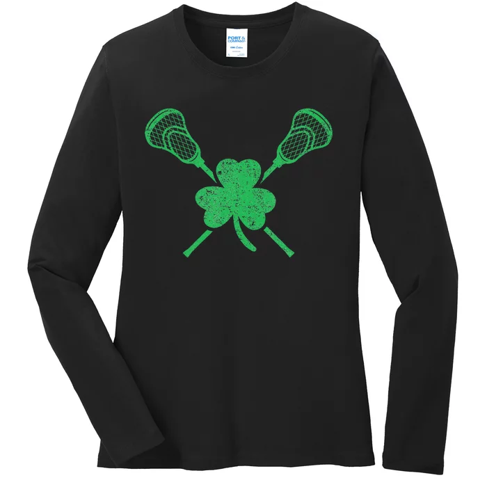 Green Shamrock Lacrosse Irish St. PatrickS Day Ladies Long Sleeve Shirt