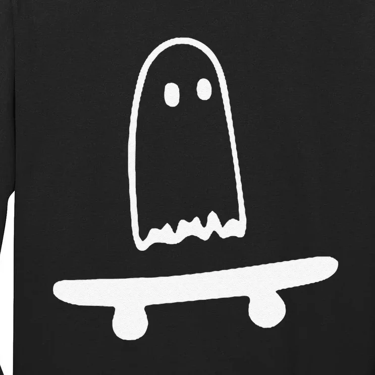 Ghost Skateboard Lazy Halloween Funny Skateboarding Tall Long Sleeve T-Shirt