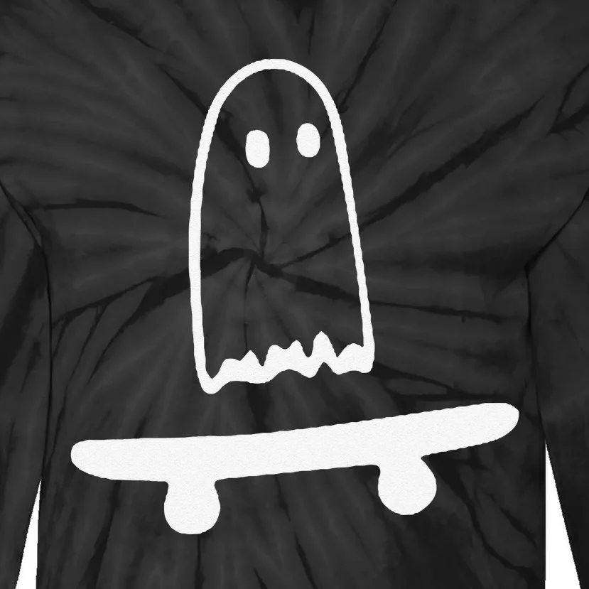 Ghost Skateboard Lazy Halloween Funny Skateboarding Tie-Dye Long Sleeve Shirt