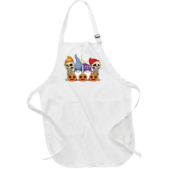 Gnome Skeleton Lazy Halloween Costume Cute Pumpkin Full-Length Apron With Pocket