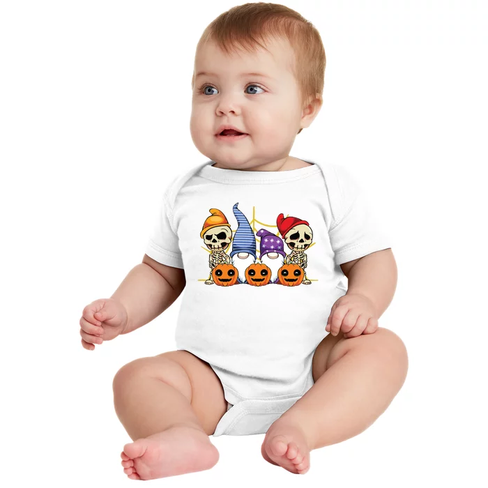 Gnome Skeleton Lazy Halloween Costume Cute Pumpkin Baby Bodysuit