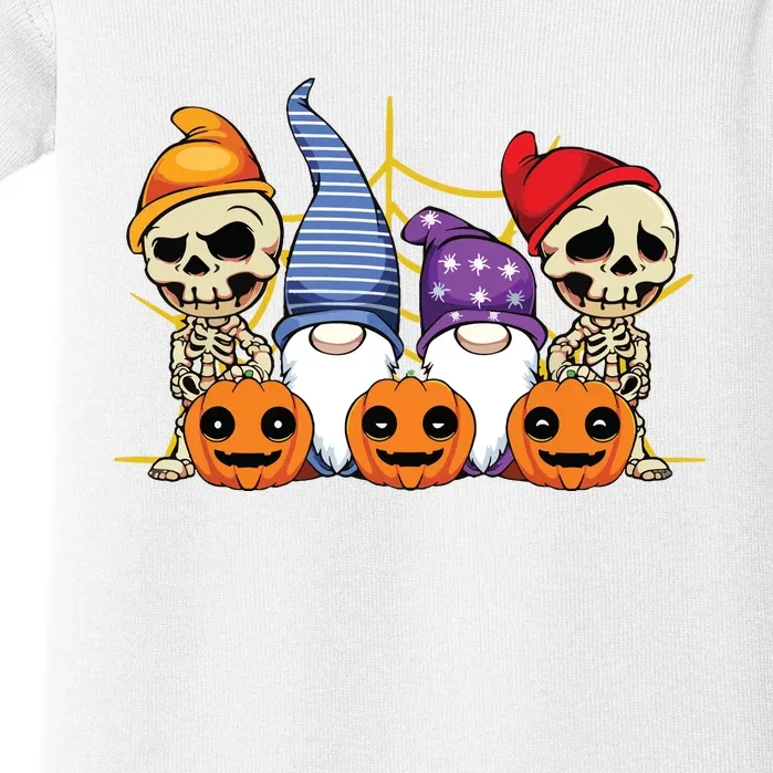 Gnome Skeleton Lazy Halloween Costume Cute Pumpkin Baby Bodysuit