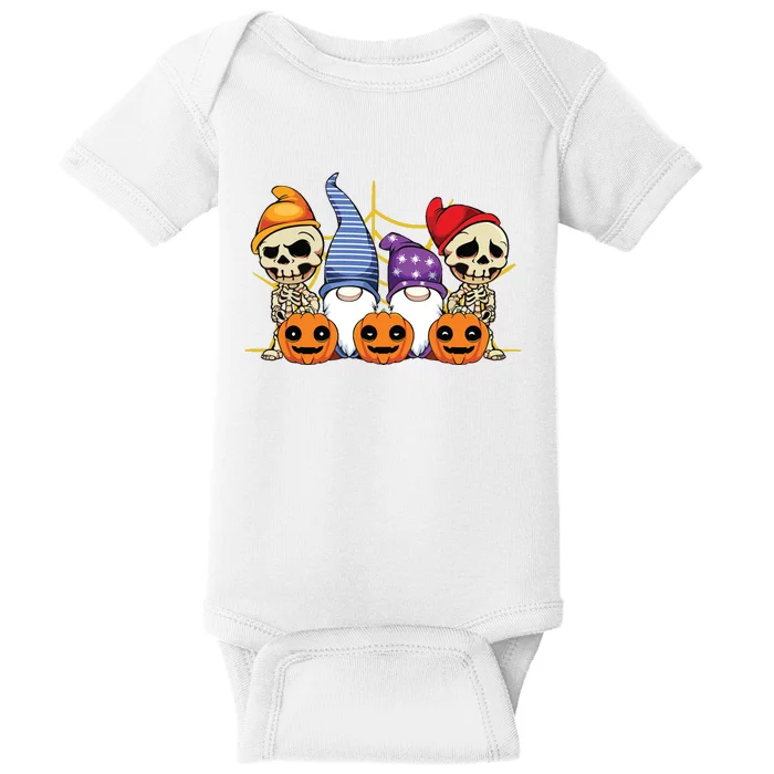 Gnome Skeleton Lazy Halloween Costume Cute Pumpkin Baby Bodysuit