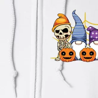 Gnome Skeleton Lazy Halloween Costume Cute Pumpkin Full Zip Hoodie