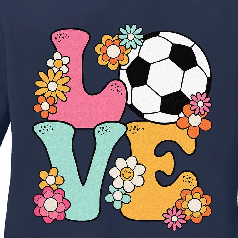 Groovy Soccer Love Cute Soccer Lover Ladies Long Sleeve Shirt