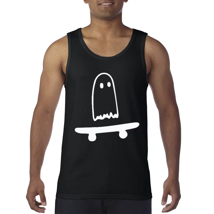 Ghost Skateboard Lazy Halloween Costume Tank Top