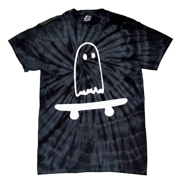 Ghost Skateboard Lazy Halloween Costume Funny Skateboarding Tie-Dye T-Shirt