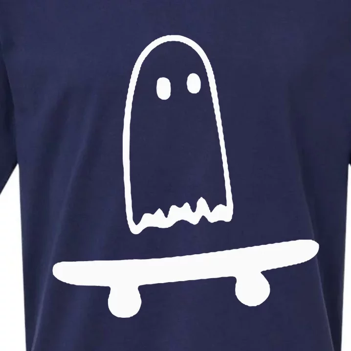 Ghost Skateboard Lazy Halloween Costume Funny Skateboarding Sueded Cloud Jersey T-Shirt