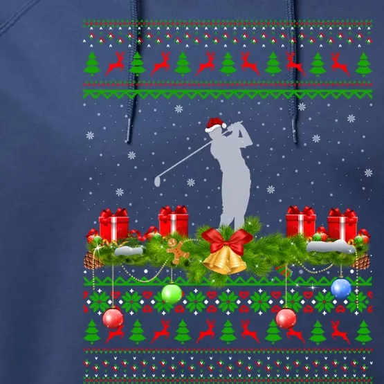 Golf Sports Lover Xmas Santa Ugly Golf Christmas Meaningful Gift Performance Fleece Hoodie