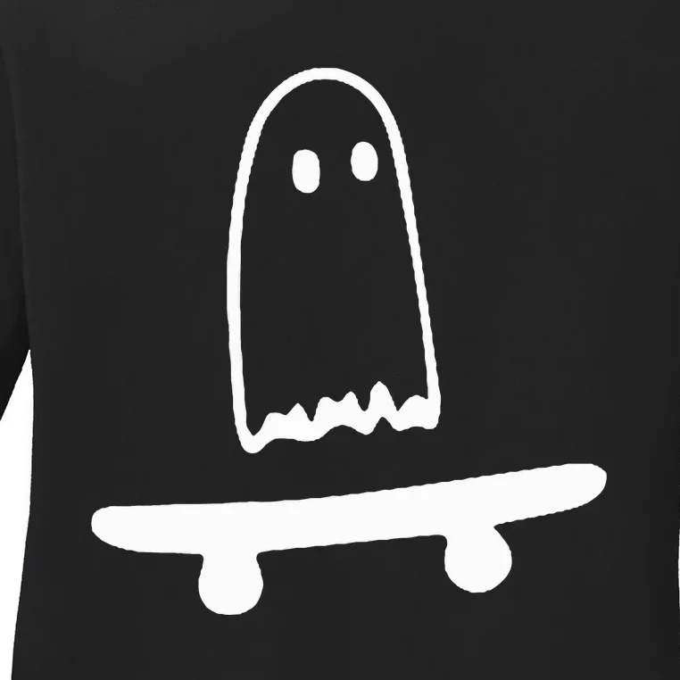 Ghost Skateboard Lazy Halloween Costume Ladies Long Sleeve Shirt