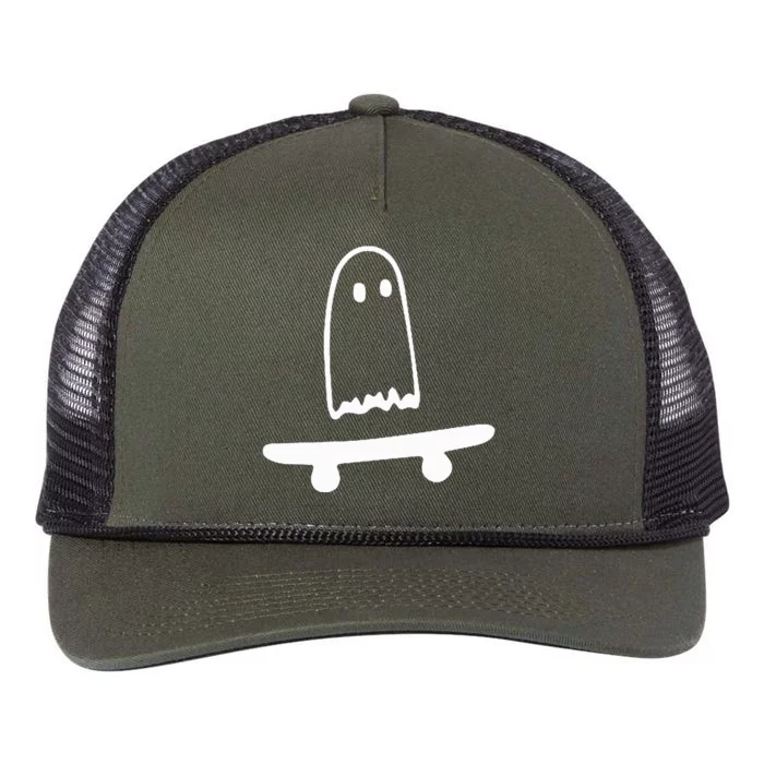 Ghost Skateboard Lazy Halloween Costume Retro Rope Trucker Hat Cap