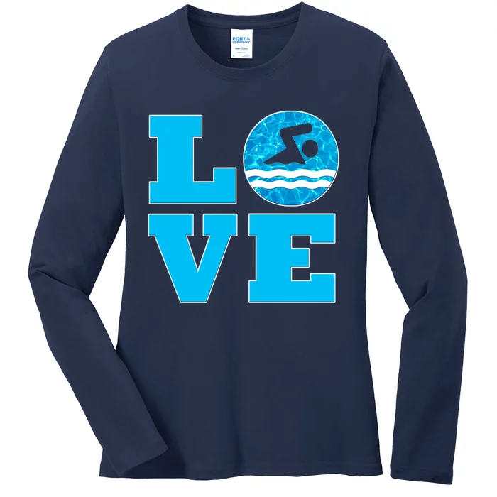 Gift Swim Love For Swimmers & Swimming Ladies Long Sleeve Shirt