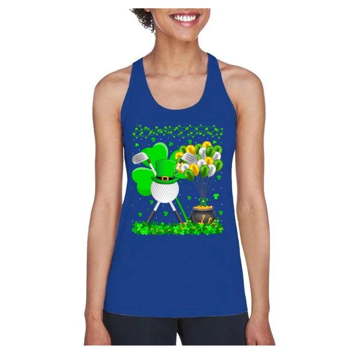 Golf Sports Lover Funny Shamrock Golf St Patrick's Day Cute Gift Women's Racerback Tank