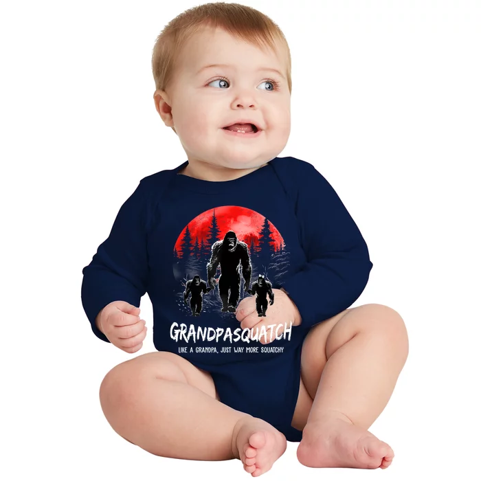 Grandpa Squatch Like A Grandpa Just Way More Squatchy Funny Baby Long Sleeve Bodysuit