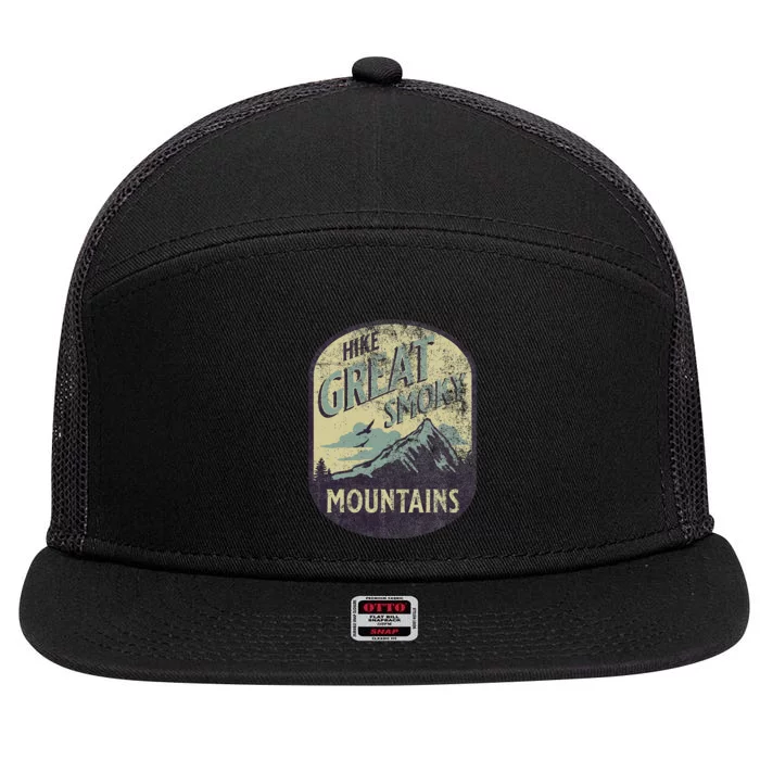 Great Smoky Mountains Nature Hike Mountain Outdoors 7 Panel Mesh Trucker Snapback Hat