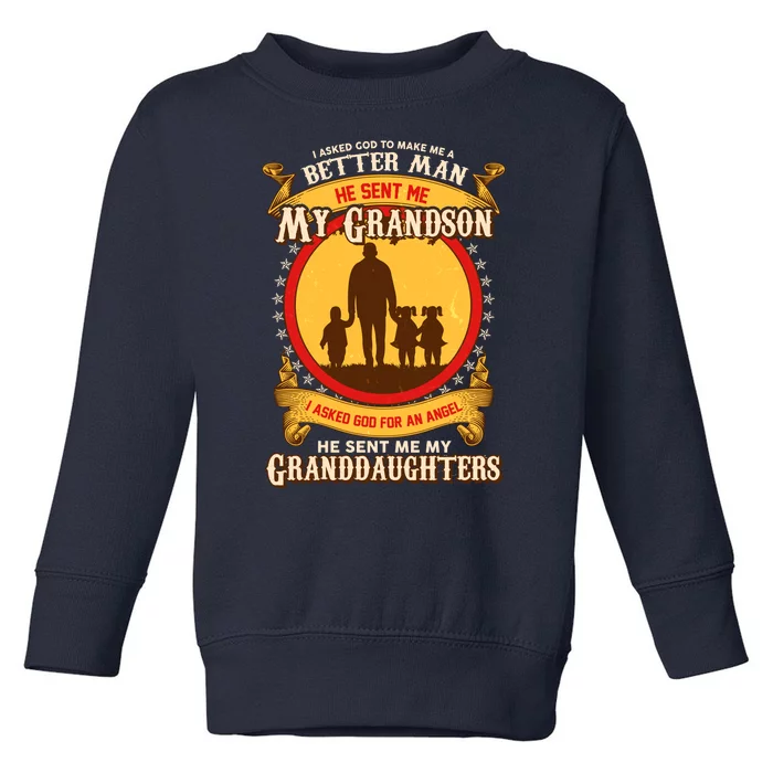 God Sent Me My Grandson And Granddaughters Toddler Sweatshirt