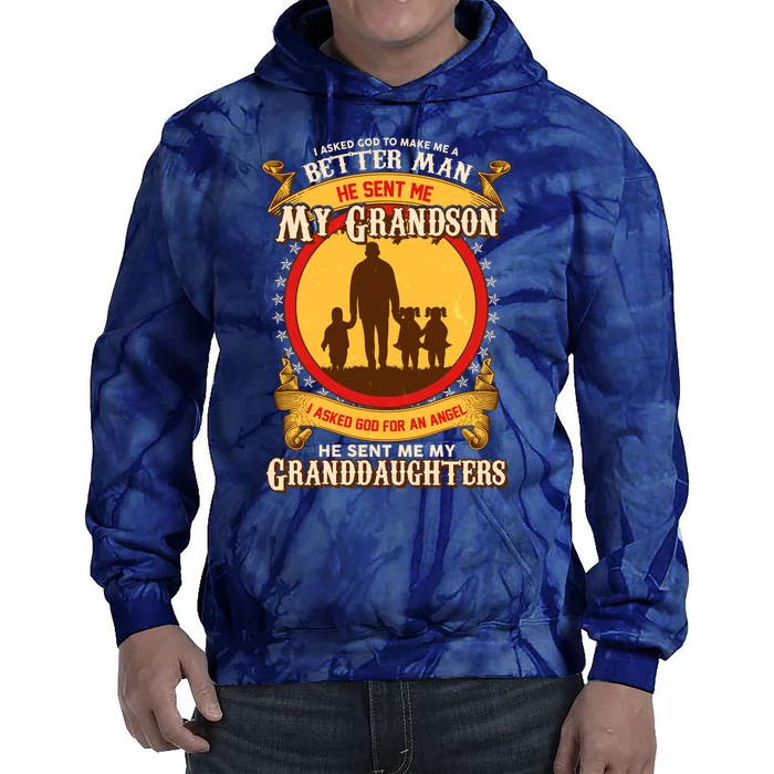 God Sent Me My Grandson And Granddaughters Tie Dye Hoodie