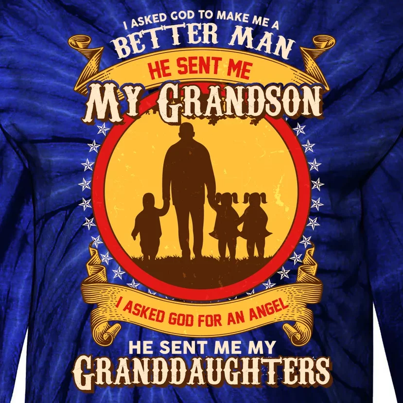 God Sent Me My Grandson And Granddaughters Tie-Dye Long Sleeve Shirt