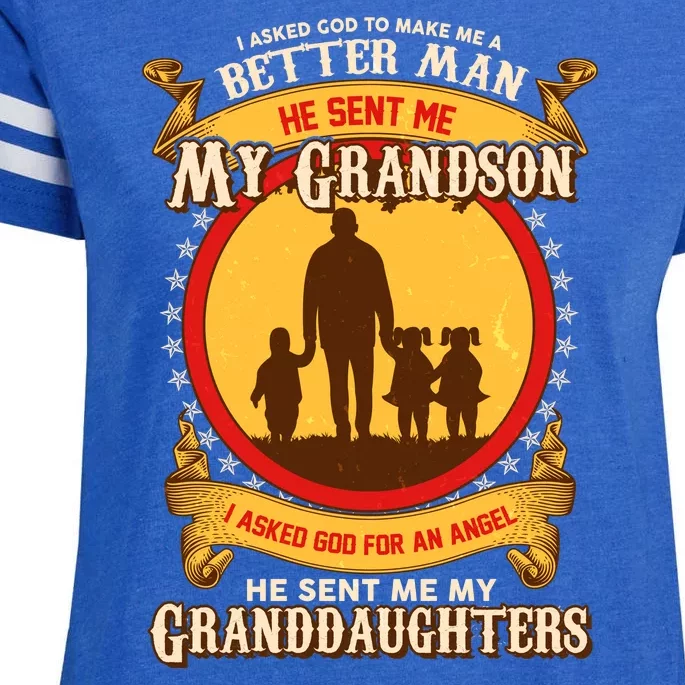 God Sent Me My Grandson And Granddaughters Enza Ladies Jersey Football T-Shirt