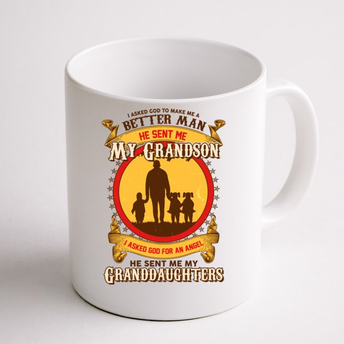 God Sent Me My Grandson And Granddaughters Front & Back Coffee Mug