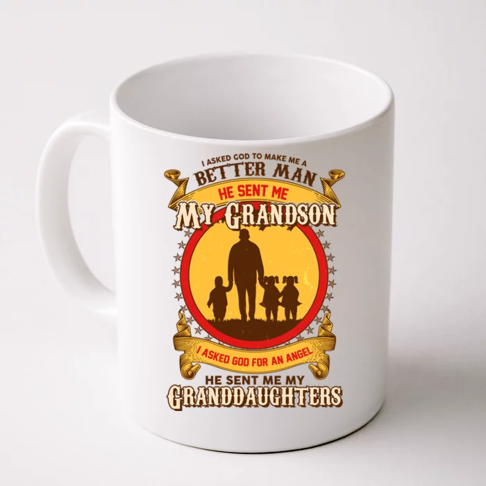 God Sent Me My Grandson And Granddaughters Front & Back Coffee Mug