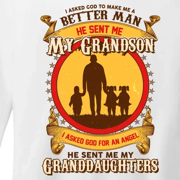 God Sent Me My Grandson And Granddaughters Womens CVC Long Sleeve Shirt