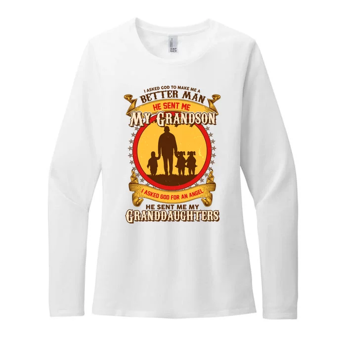 God Sent Me My Grandson And Granddaughters Womens CVC Long Sleeve Shirt